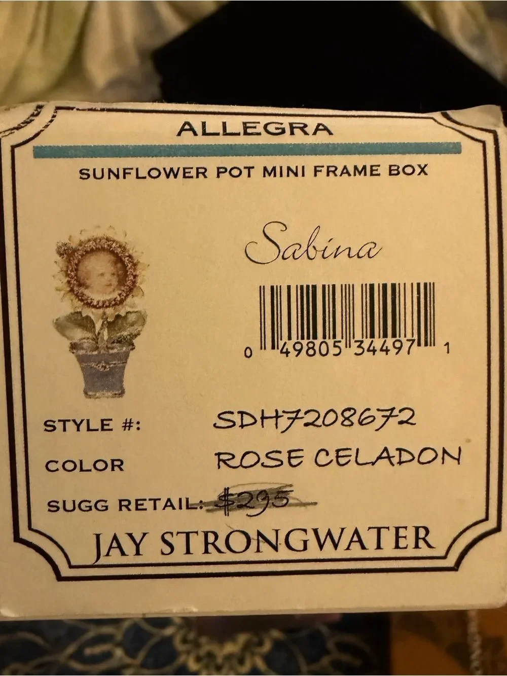 JAY STRONGWATER Vintage Allegra sunflower pot mini frame box NWT